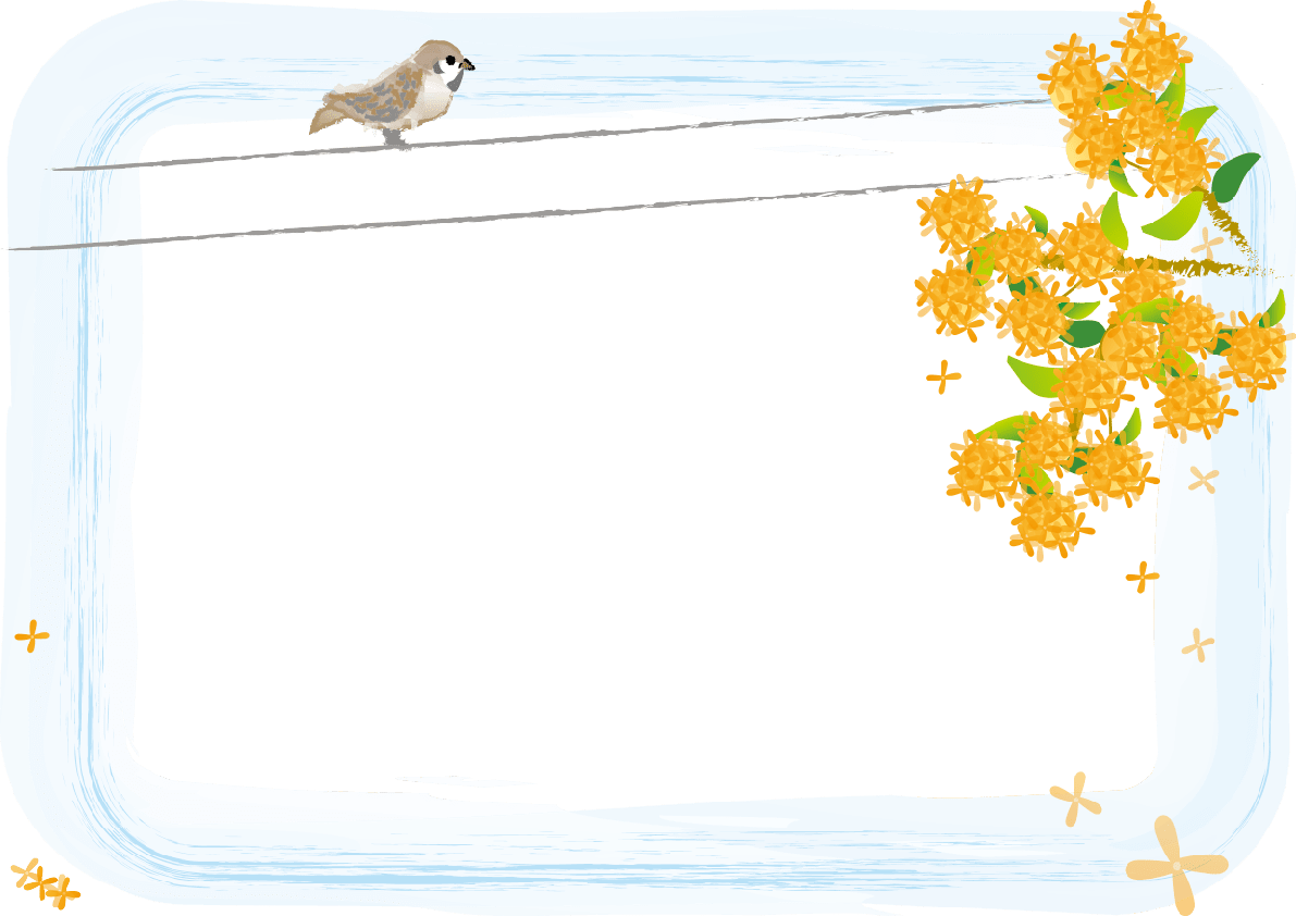 Osmanthus fragrans (handwritten) (sparrow and electric wire) Flower frame