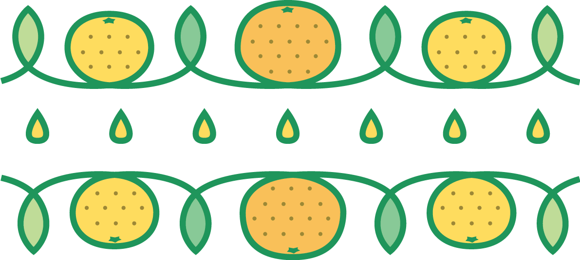 Line of mandarin orange and leaf pattern connected by fashionable line