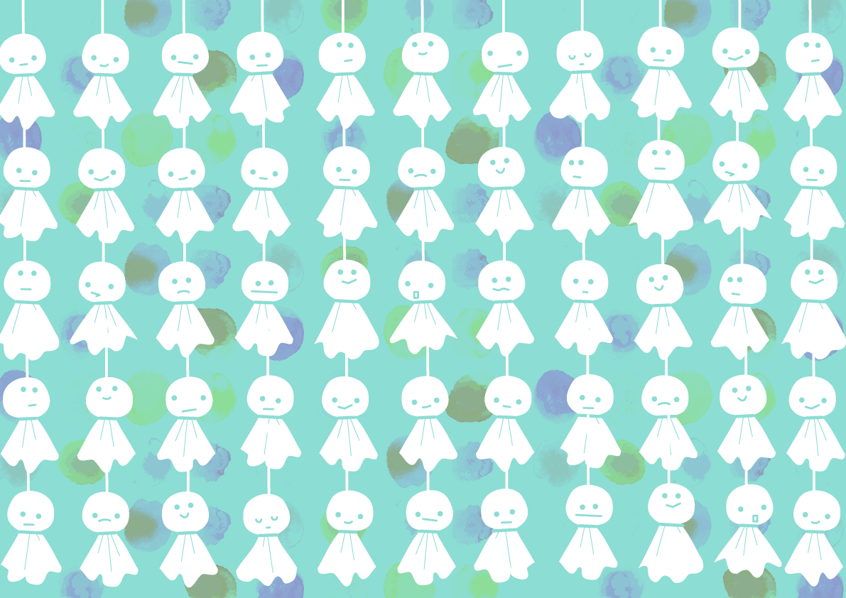 Background illustration of cute Teru Teru Bozu / Baiu