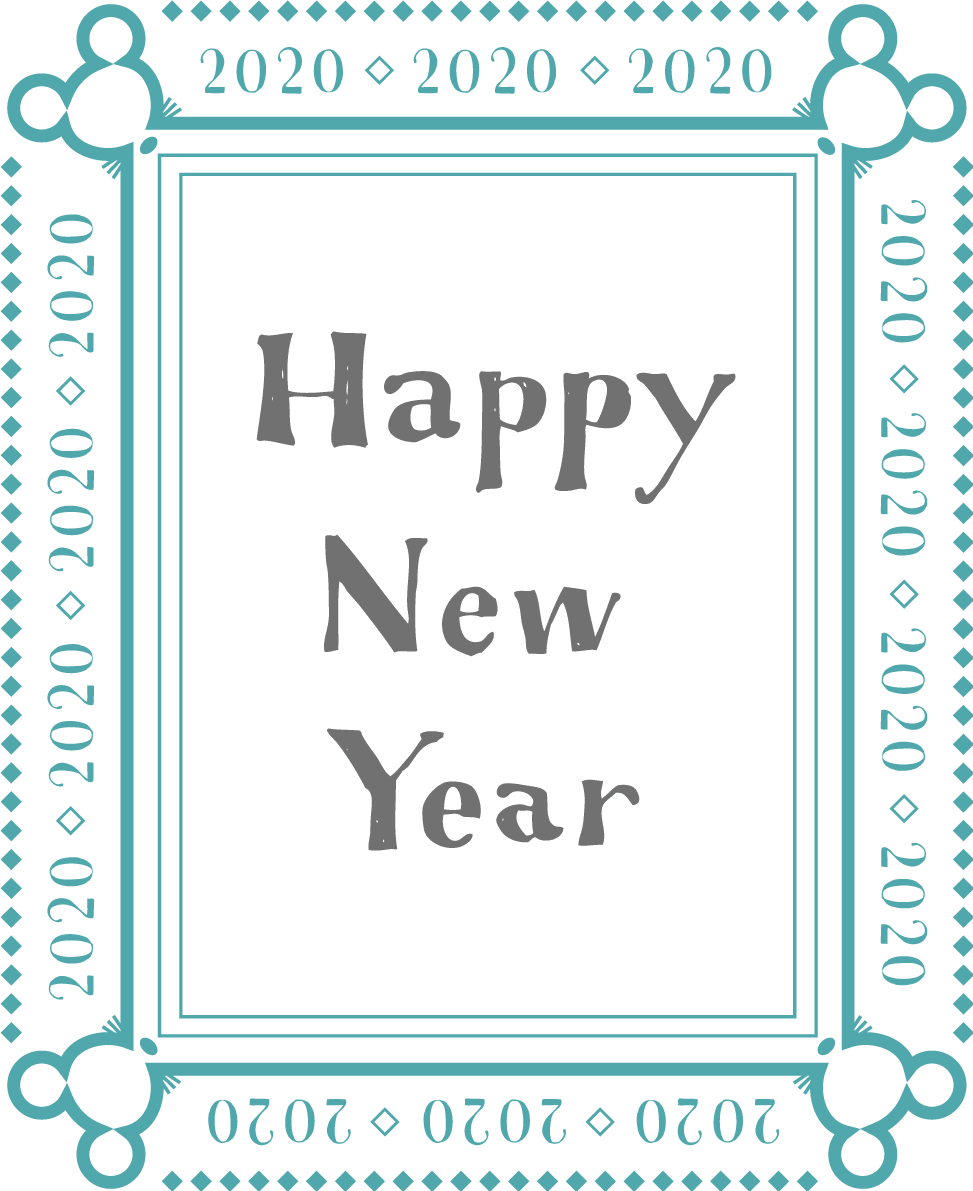 Mouse (mouse) and HAPPY NEW YEAR in the decorative frame of 2020-Child year