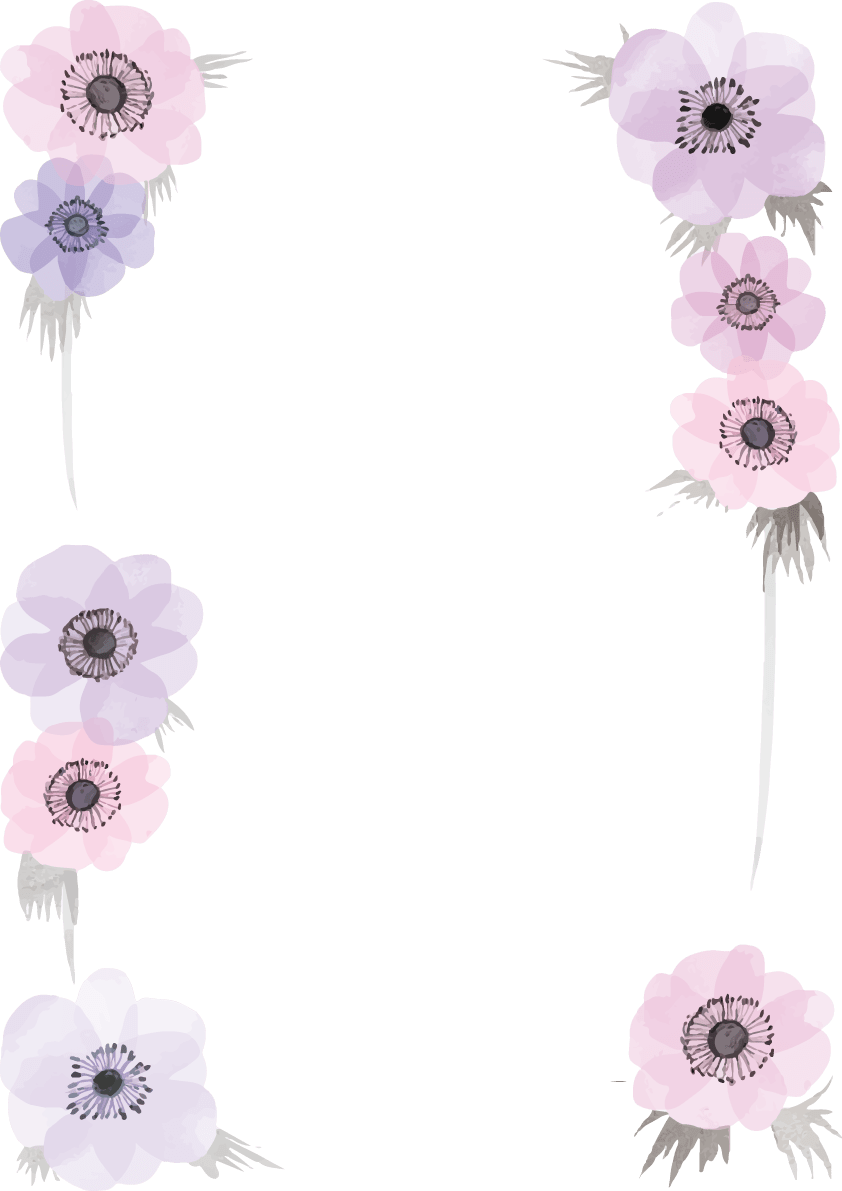 pale anemone fashionable watercolor style-vertical frame frame