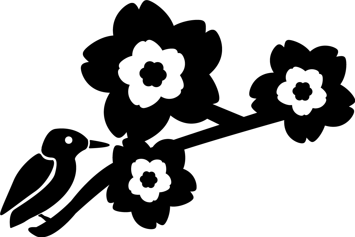 Black and White Warbler Sakura-Spring