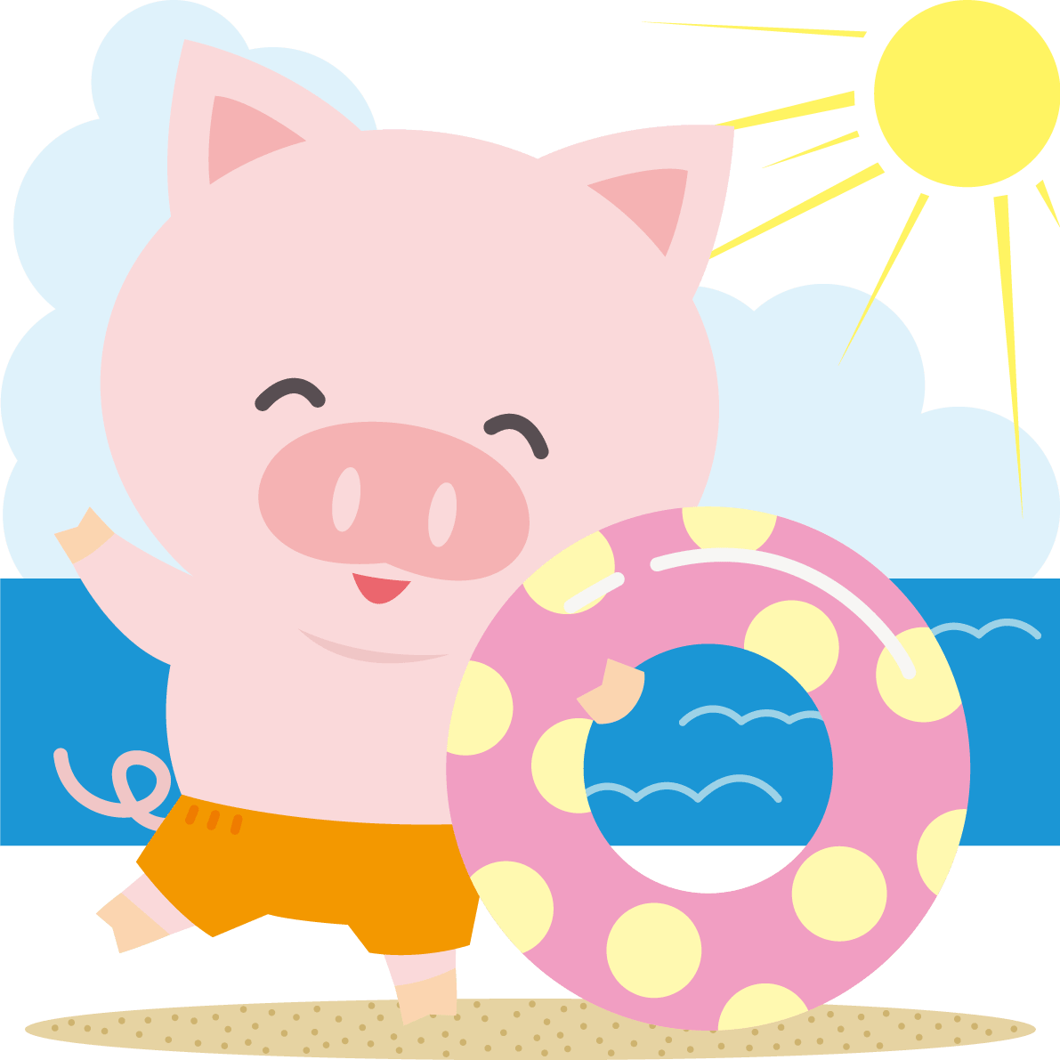 Pig sea opening-cute animal