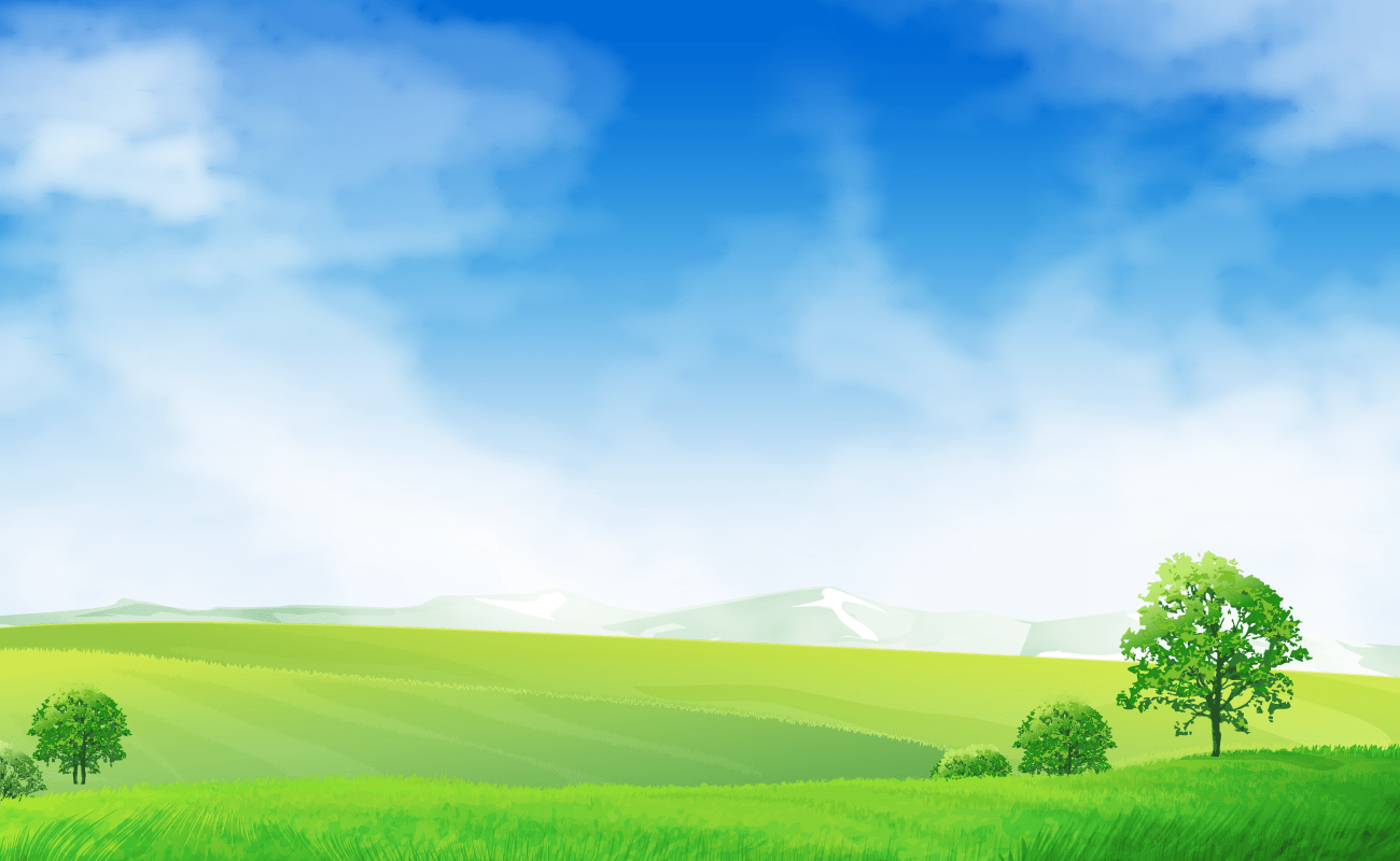 Beautiful sky and wide green hills and mountain background
