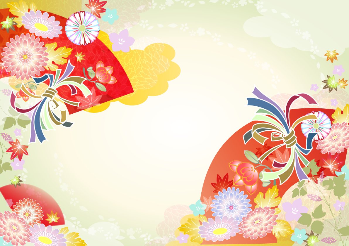 Autumn Japanese style background of kimono pattern where autumn leaves (maple) dance