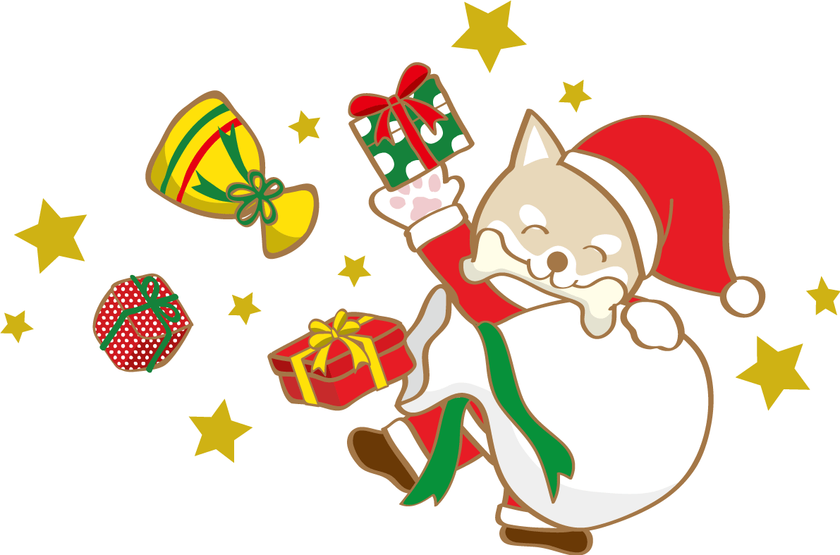 Cute Christmas (Shiba Inu Santa Claus holding bones)
