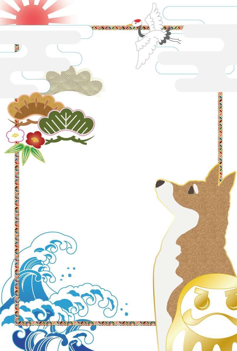 Japanese style-dog (auspicious frame) background (vertical)