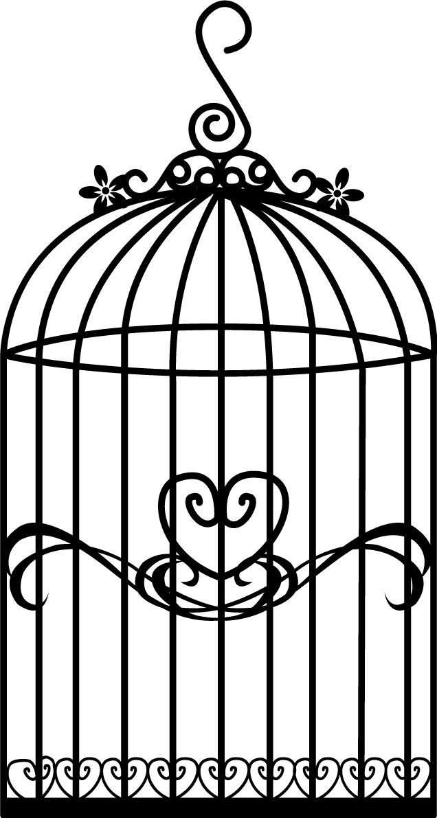 Black and white birdcage heart motif /