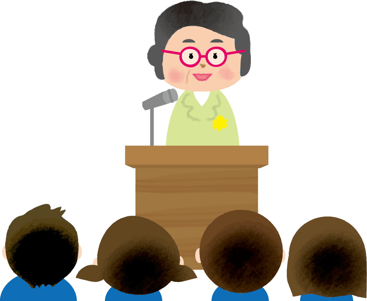 Nursery school where the principal is talking at the entrance ceremony