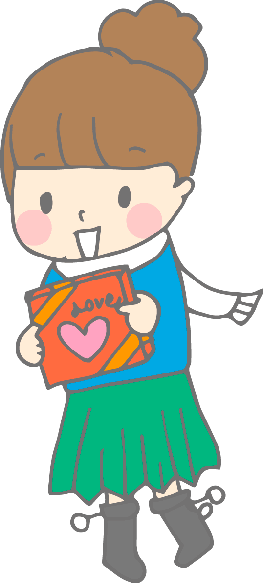 Girl giving Valentine chocolate-winter