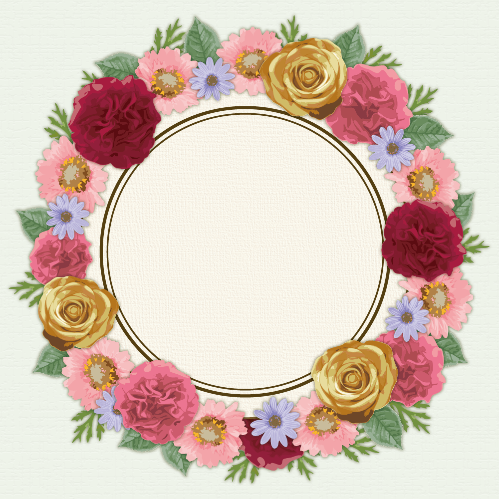 Frame frame decoration such as carnations and roses surrounded by a circle
