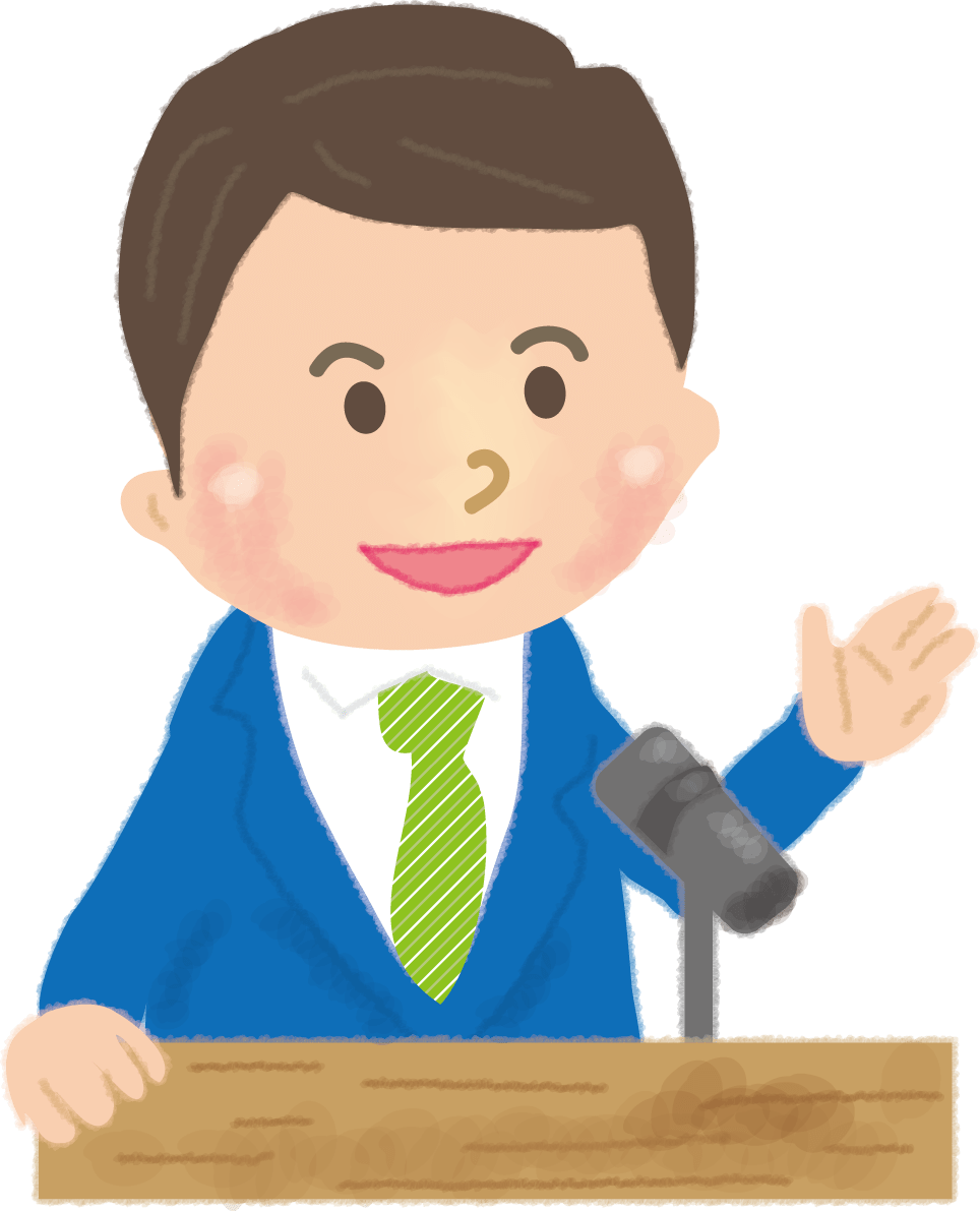 Male / Company giving a speech-Business