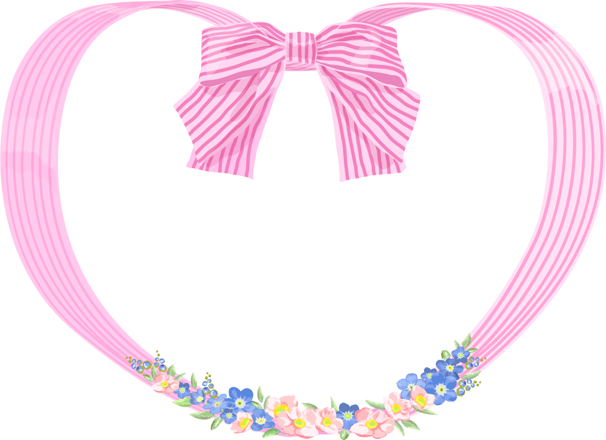 Heart-shaped and fashionable frame arranged with flowers and ribbons-Furi