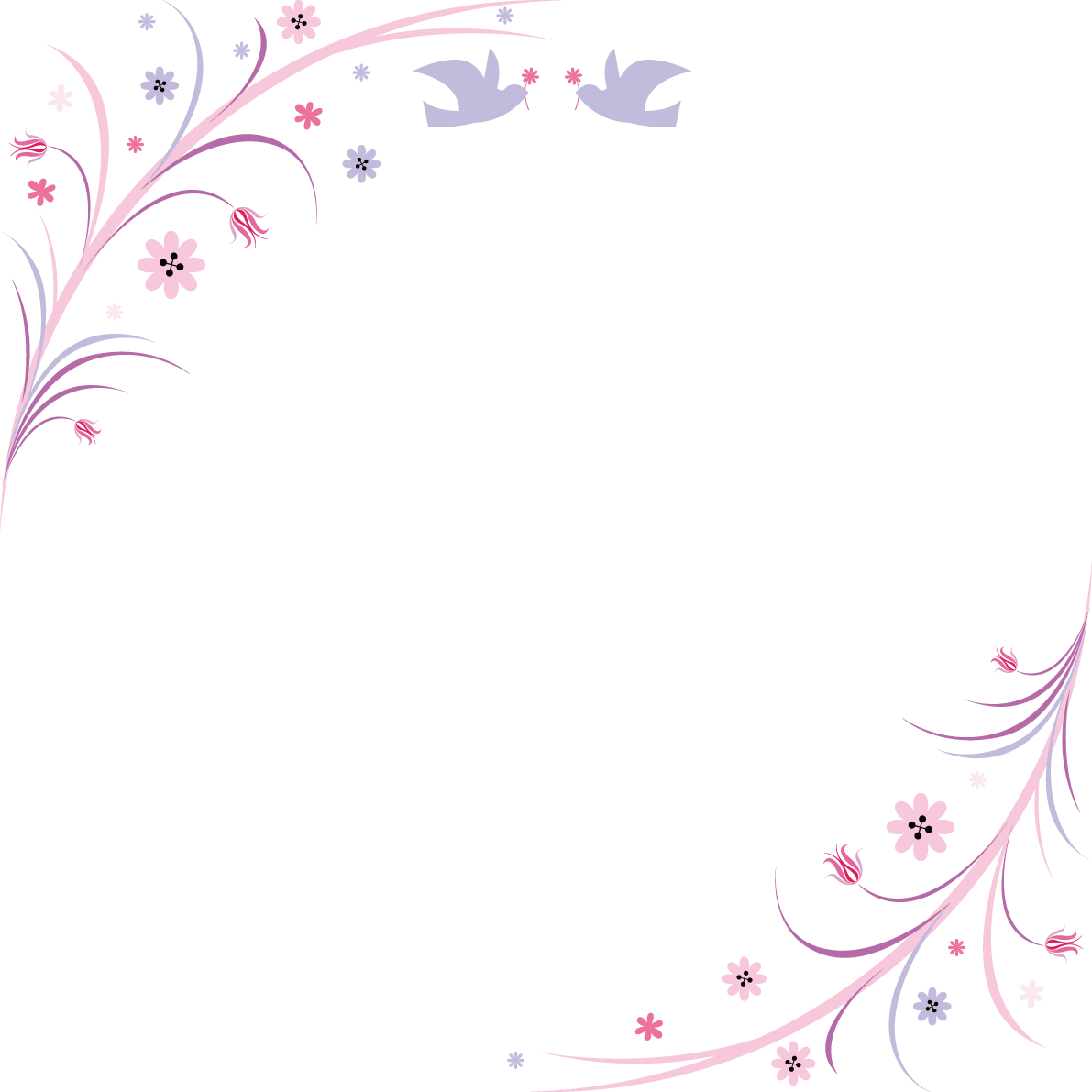 Cute pastel pink florets and birds-Fashionable-Square decoration frame Frame