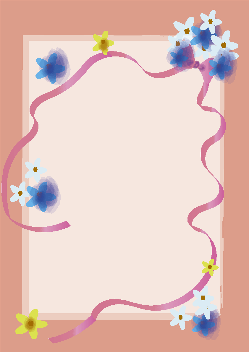 Ribbon and flower frame-Vertical