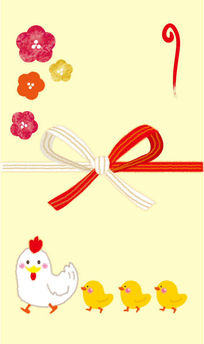 Cute rooster parent and child of Noshi