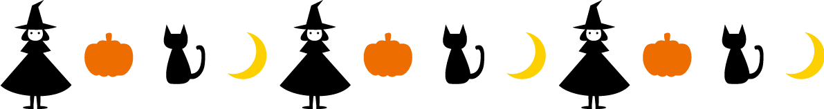 Halloween-Cute line of witch, pumpkin, cat and moon