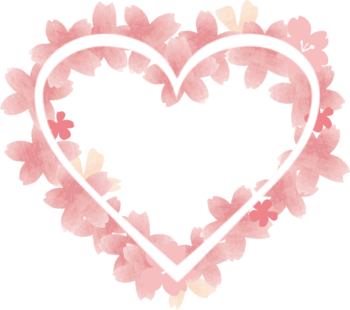 Sakura frame frame surrounded by a cute heart shape