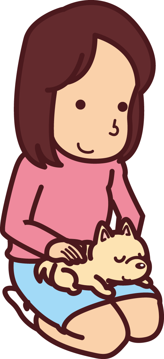 Holding a small dog on his lap-cute