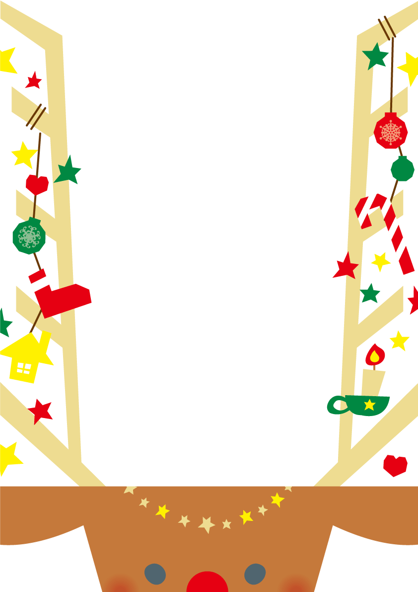 Fashionable Christmas frame Frame illustration (reindeer looks over here