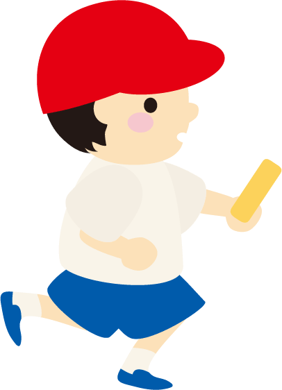 Boy carrying a baton in a relay