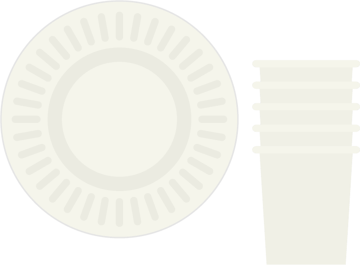 Paper cup and paper plate