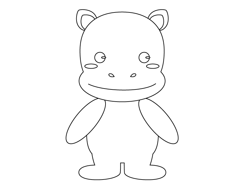 Coloring material-Cute hippopotamus