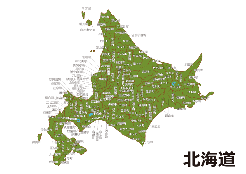 Map of Hokkaido (by city)