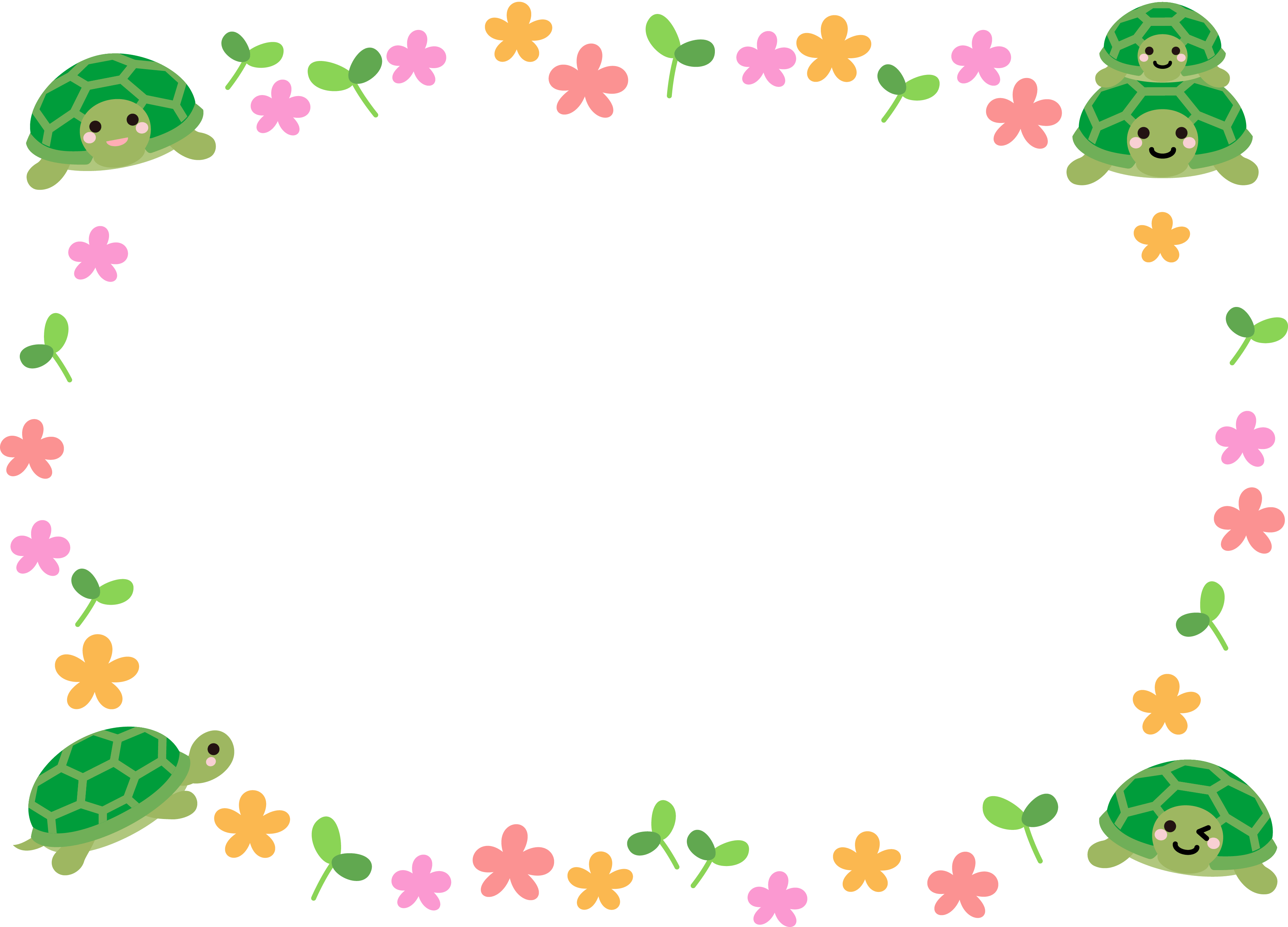 Cute turtles and flower enclosure frame Decorative frame