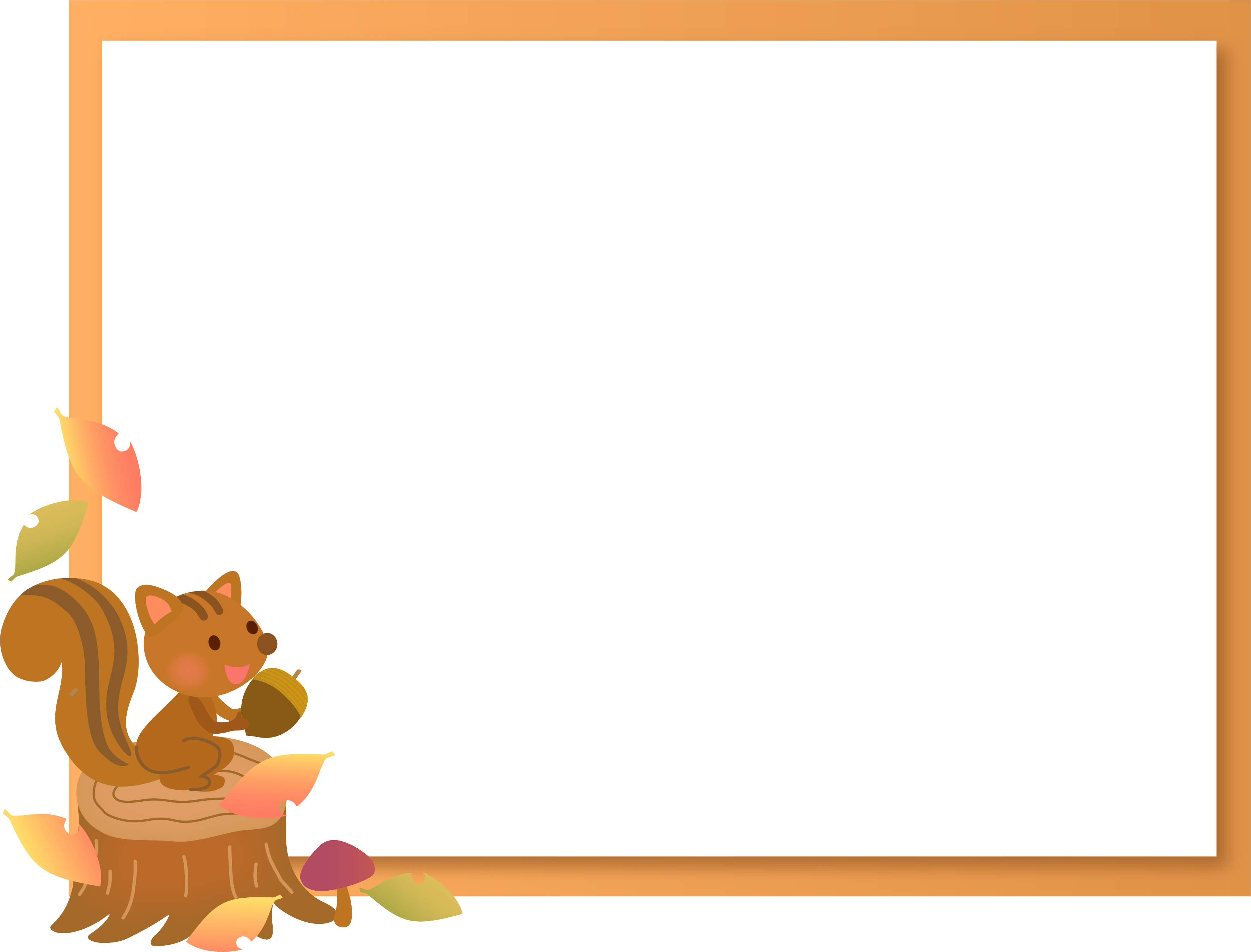 Brown frame of squirrel on a stump Decorative frame