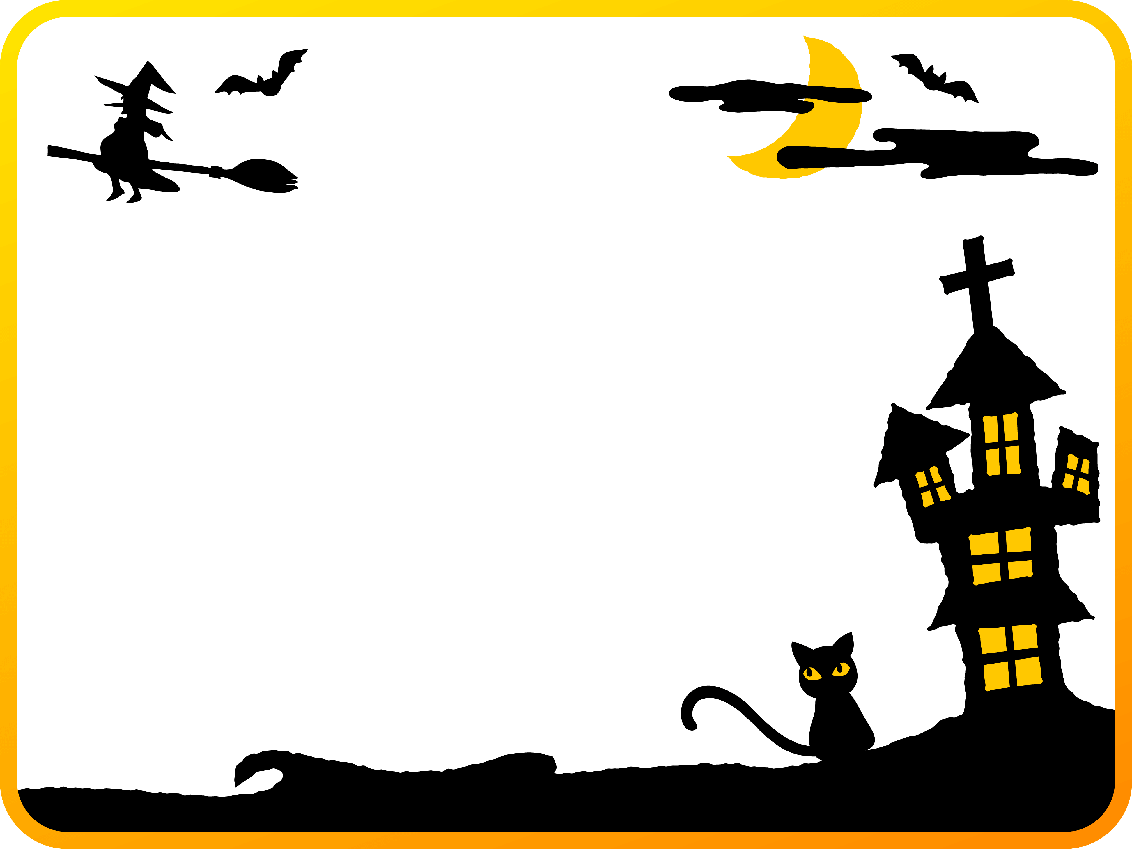 Halloween-frame of moon, castle and witch Decorative frame