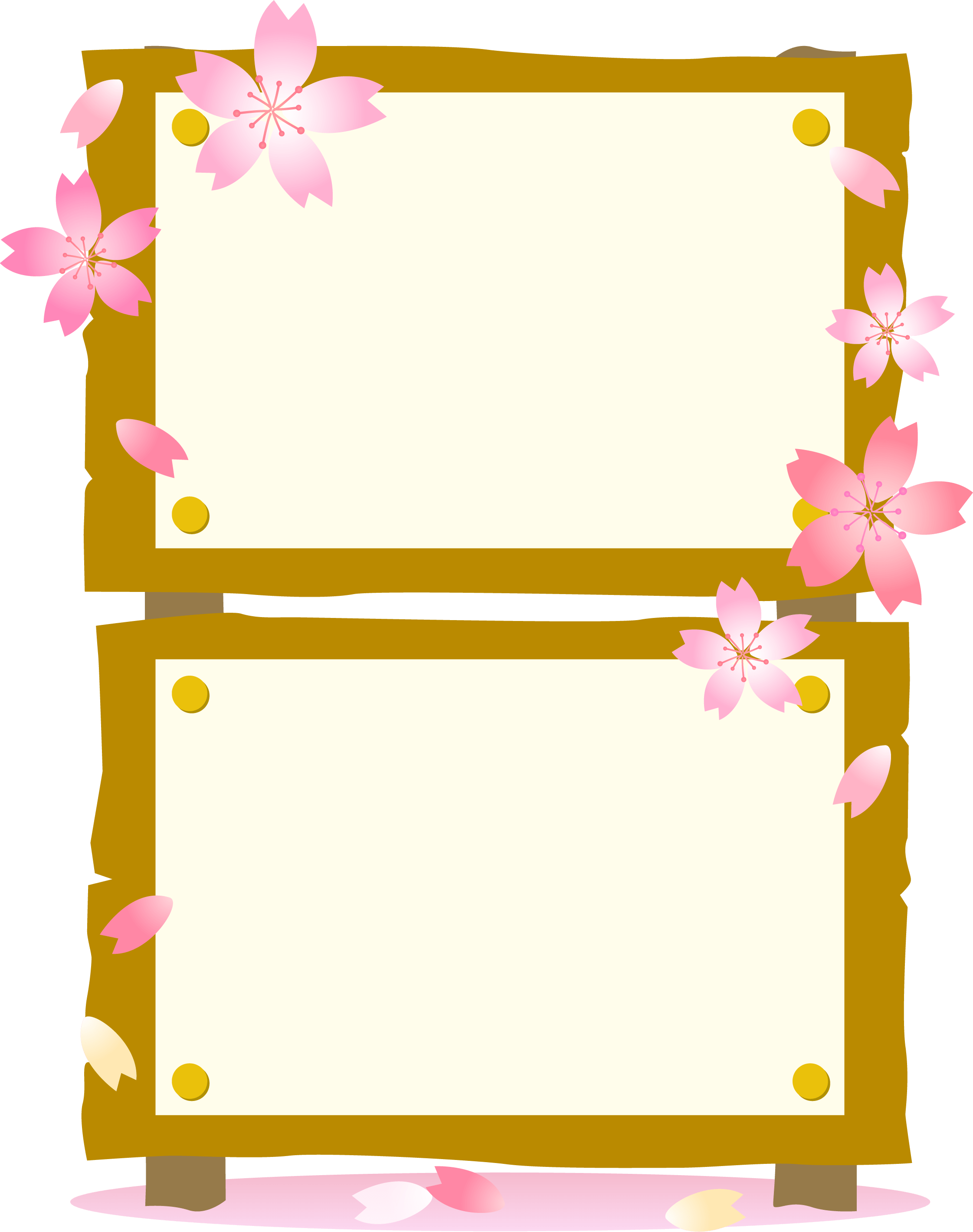 Frame of vertical signboard with cherry blossoms