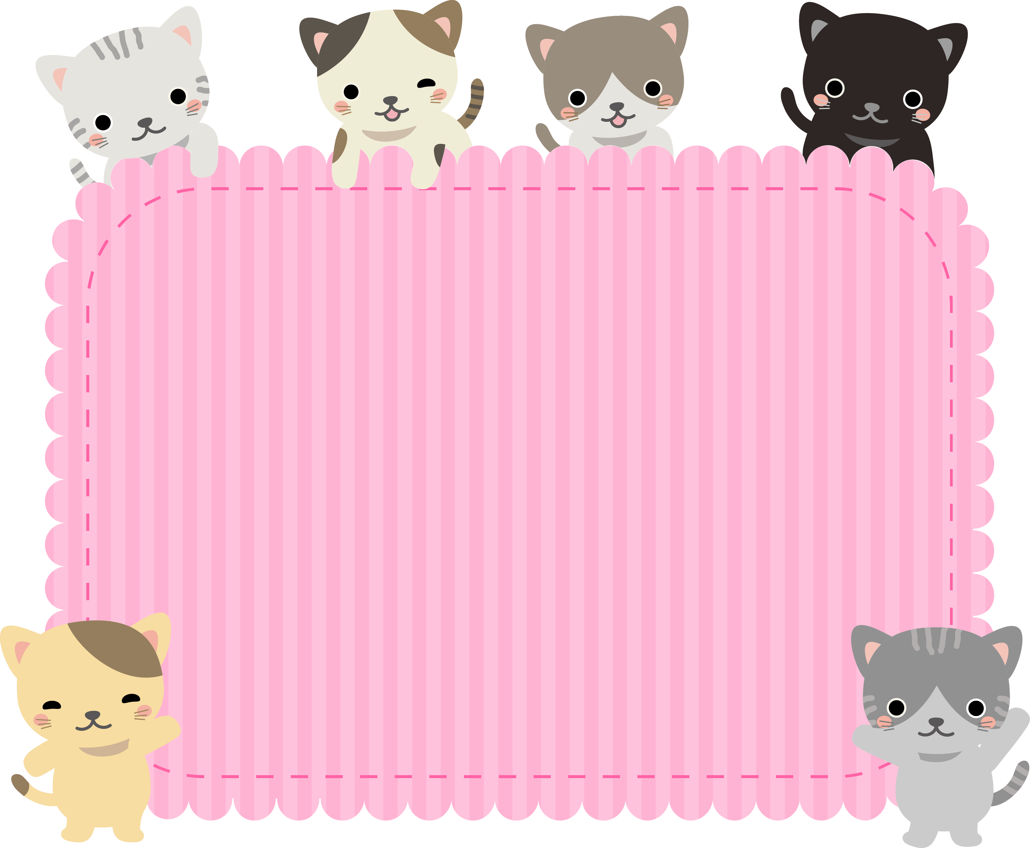 Pink Mokomoko frame of cute cats Decorative frame