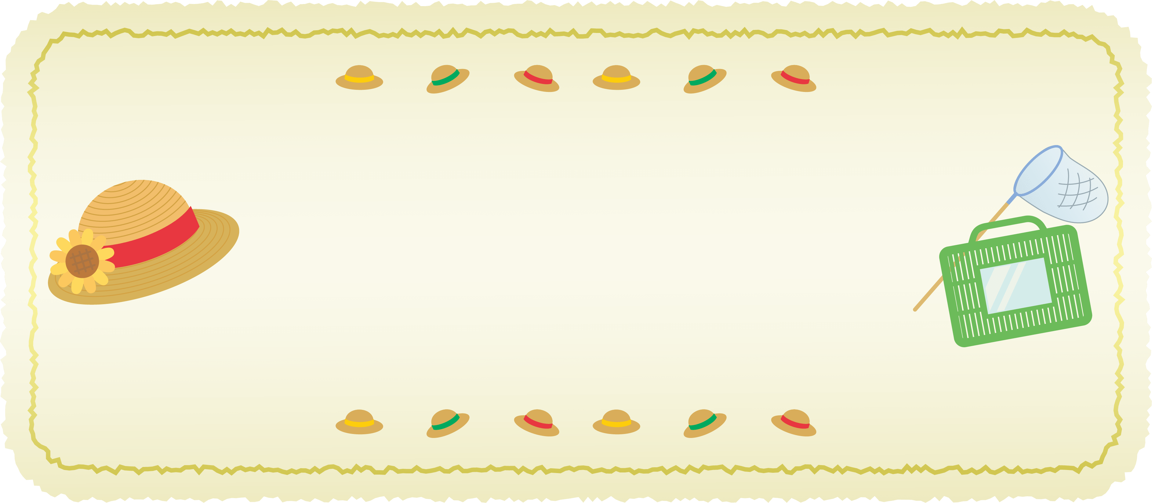 Straw hat and insect trap paper-like yellow frame Decorative frame