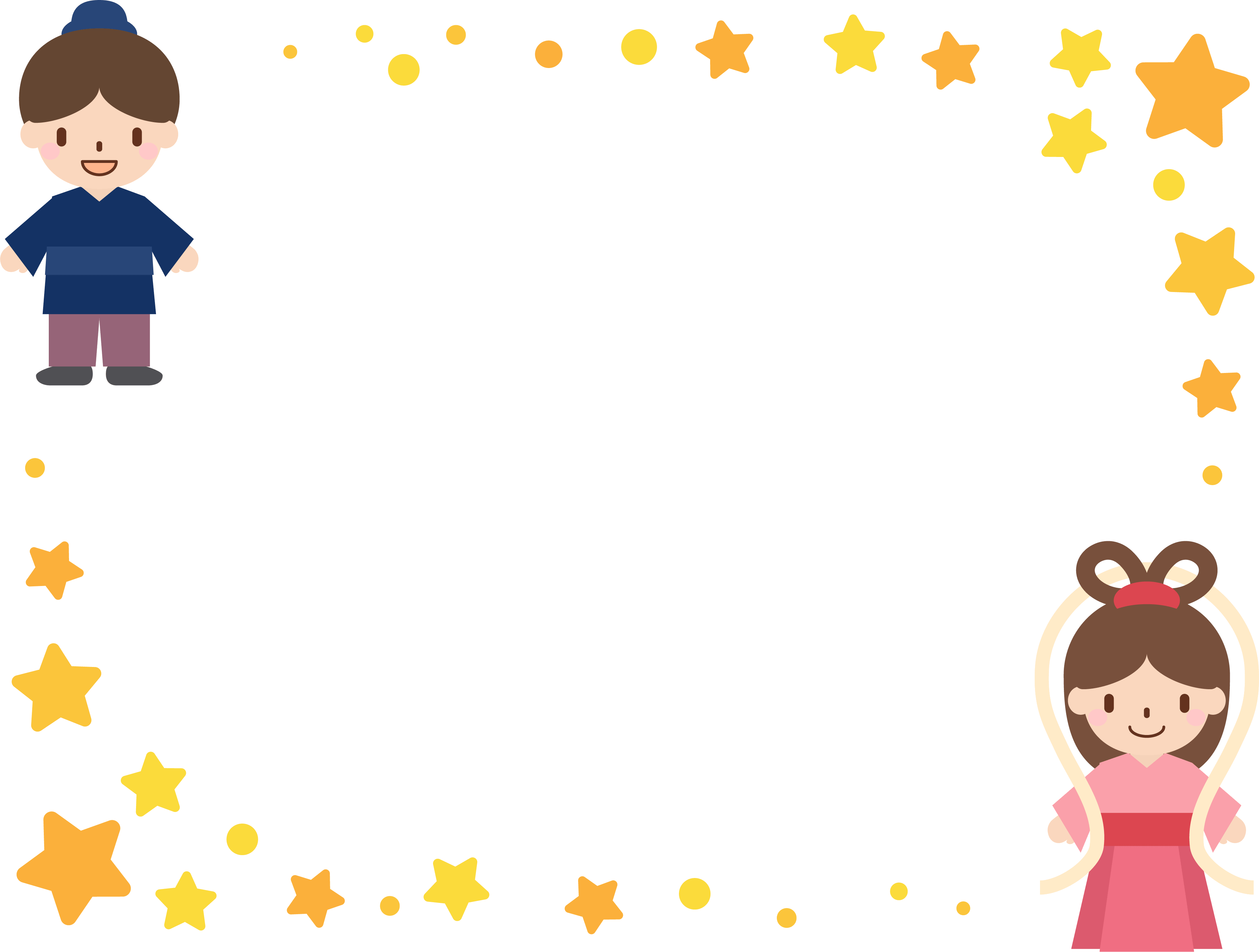 Tanabata-Frame of Orihime, Hikoboshi and Star