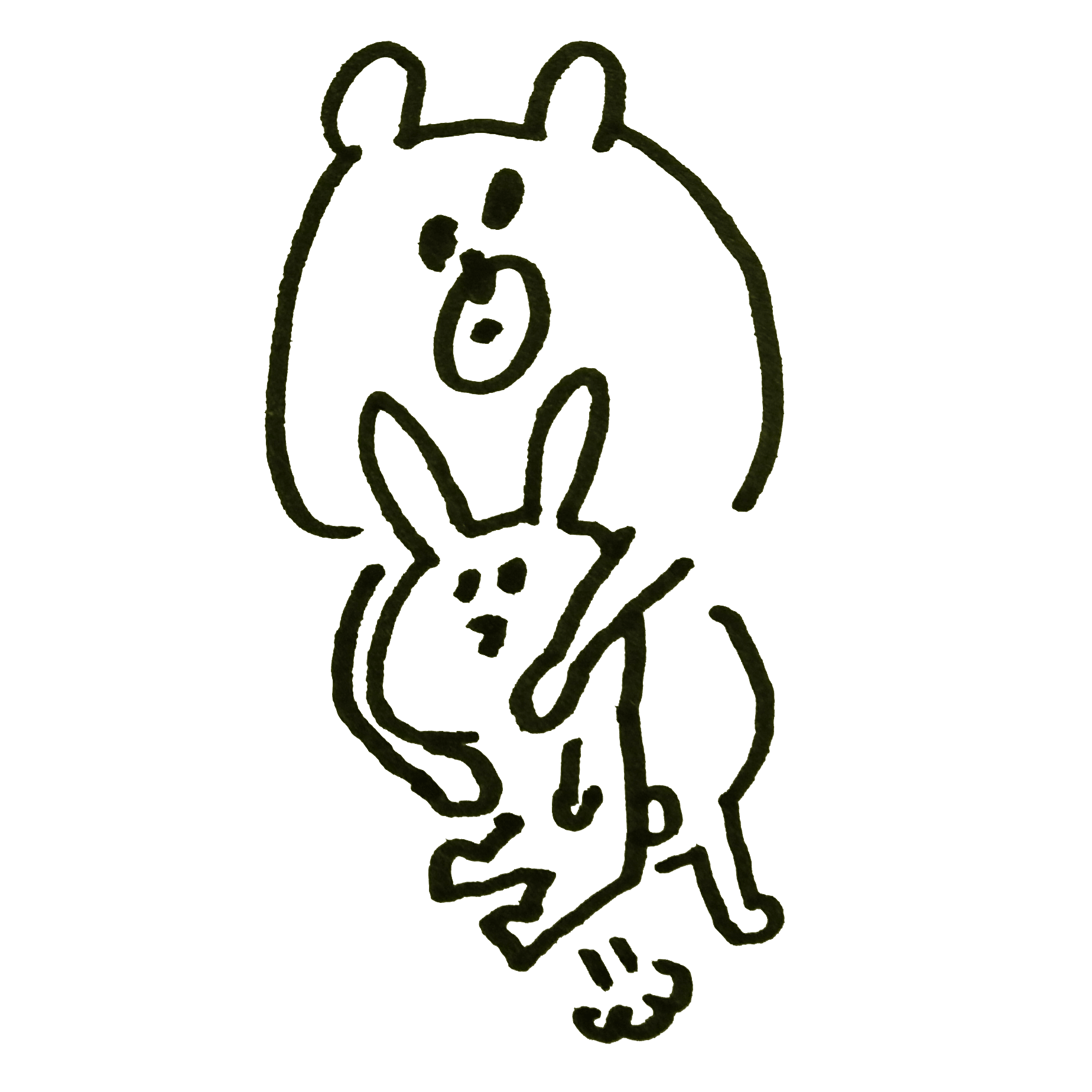 A bear that grabs and lifts a rabbit's neck cat