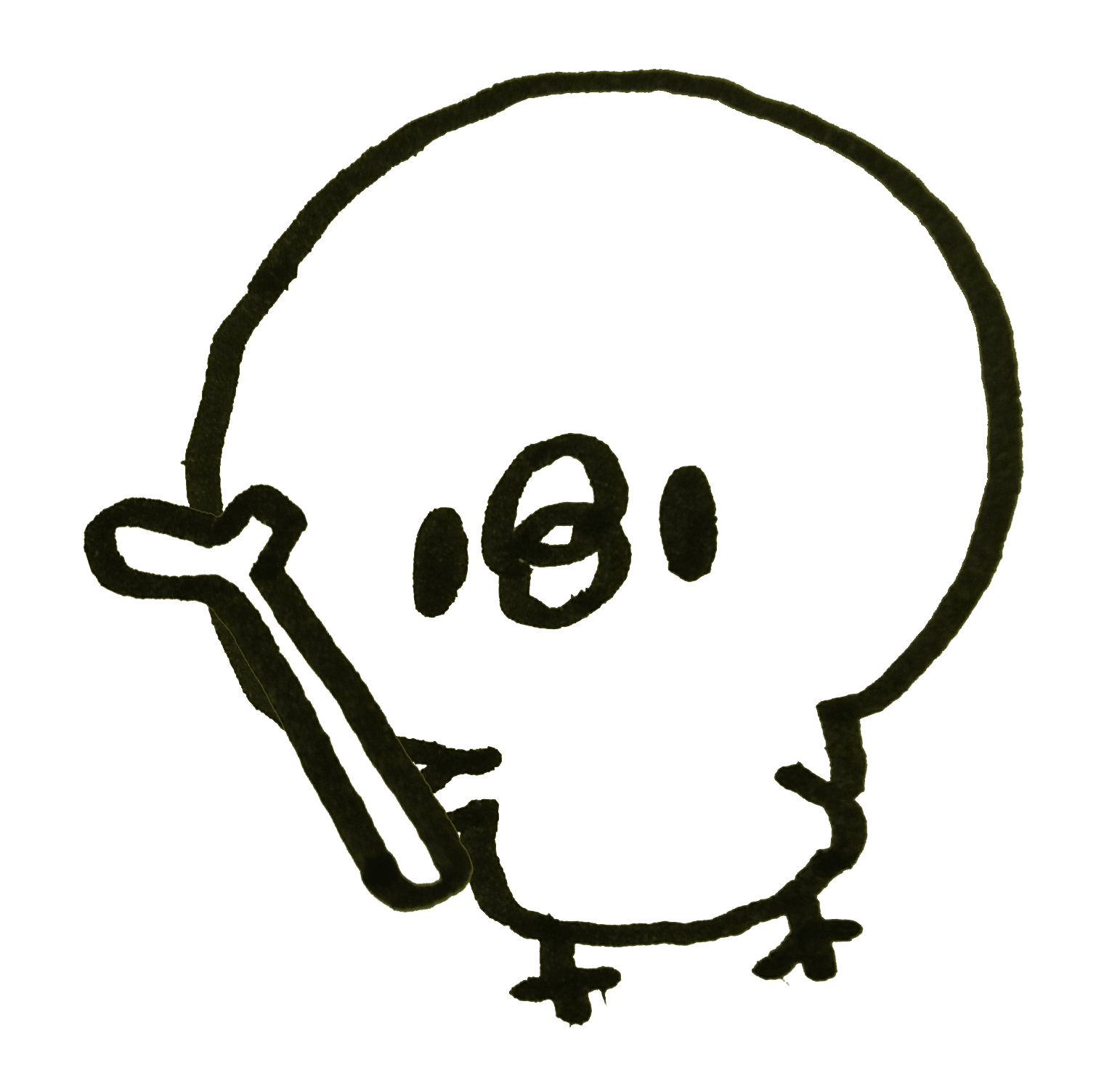 Chick holding a green onion