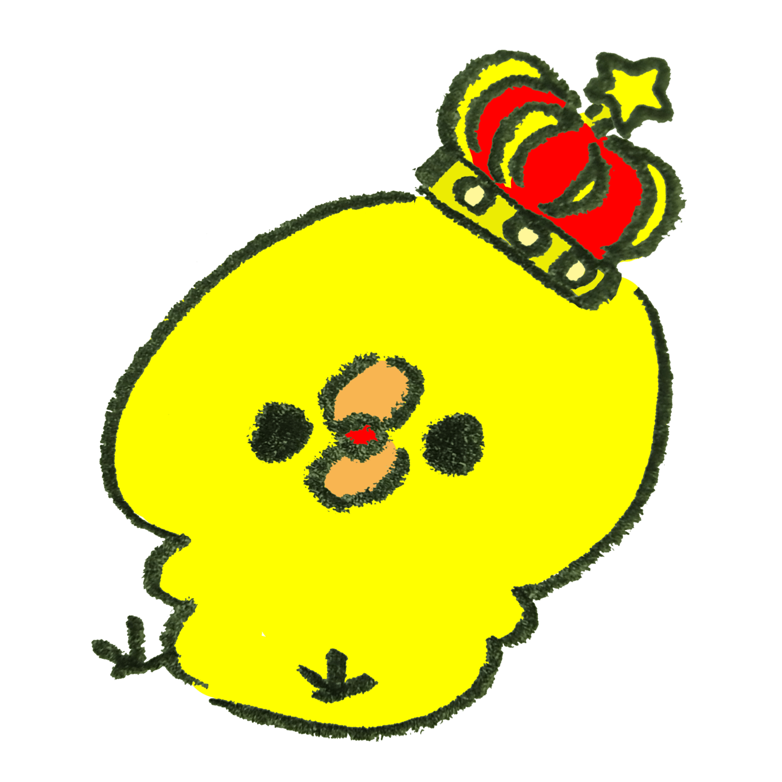 A chick wearing a crown