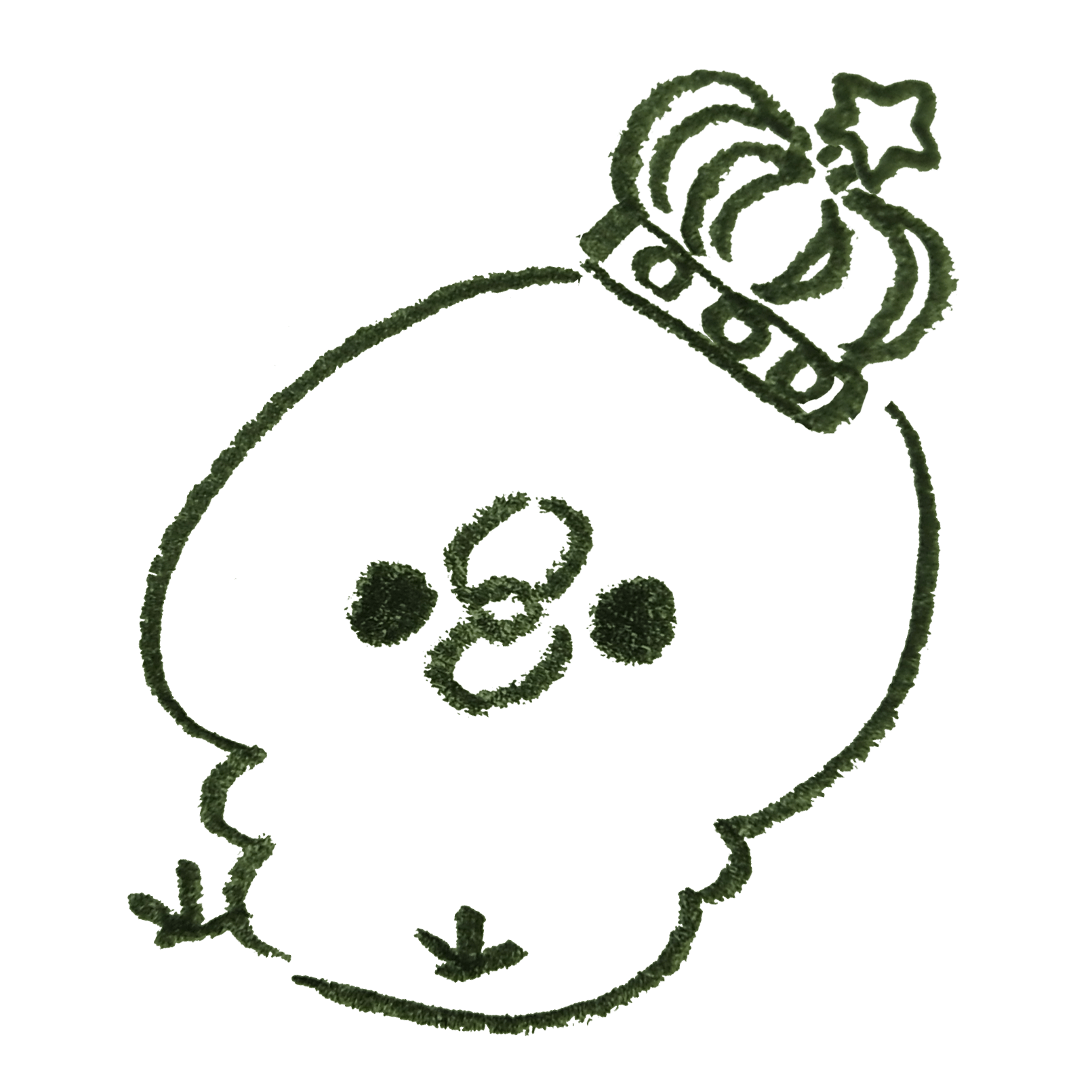 A chick wearing a crown