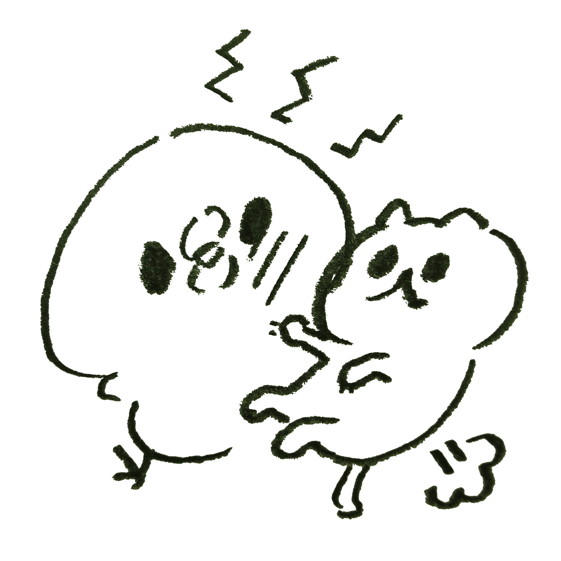 A chick whose face is scratched by a white cat