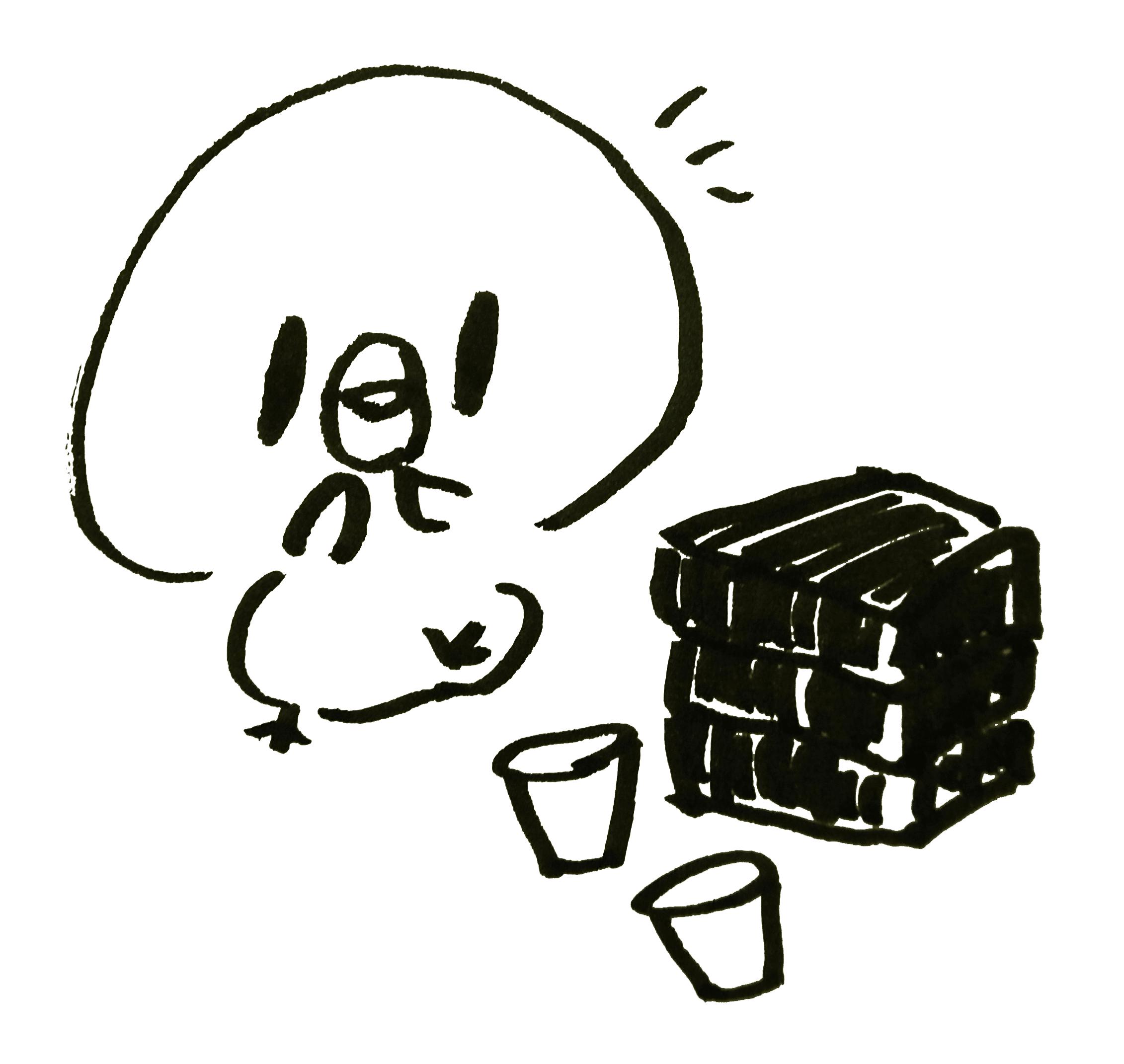 Chick who is pleased with the cherry blossom viewing lunch