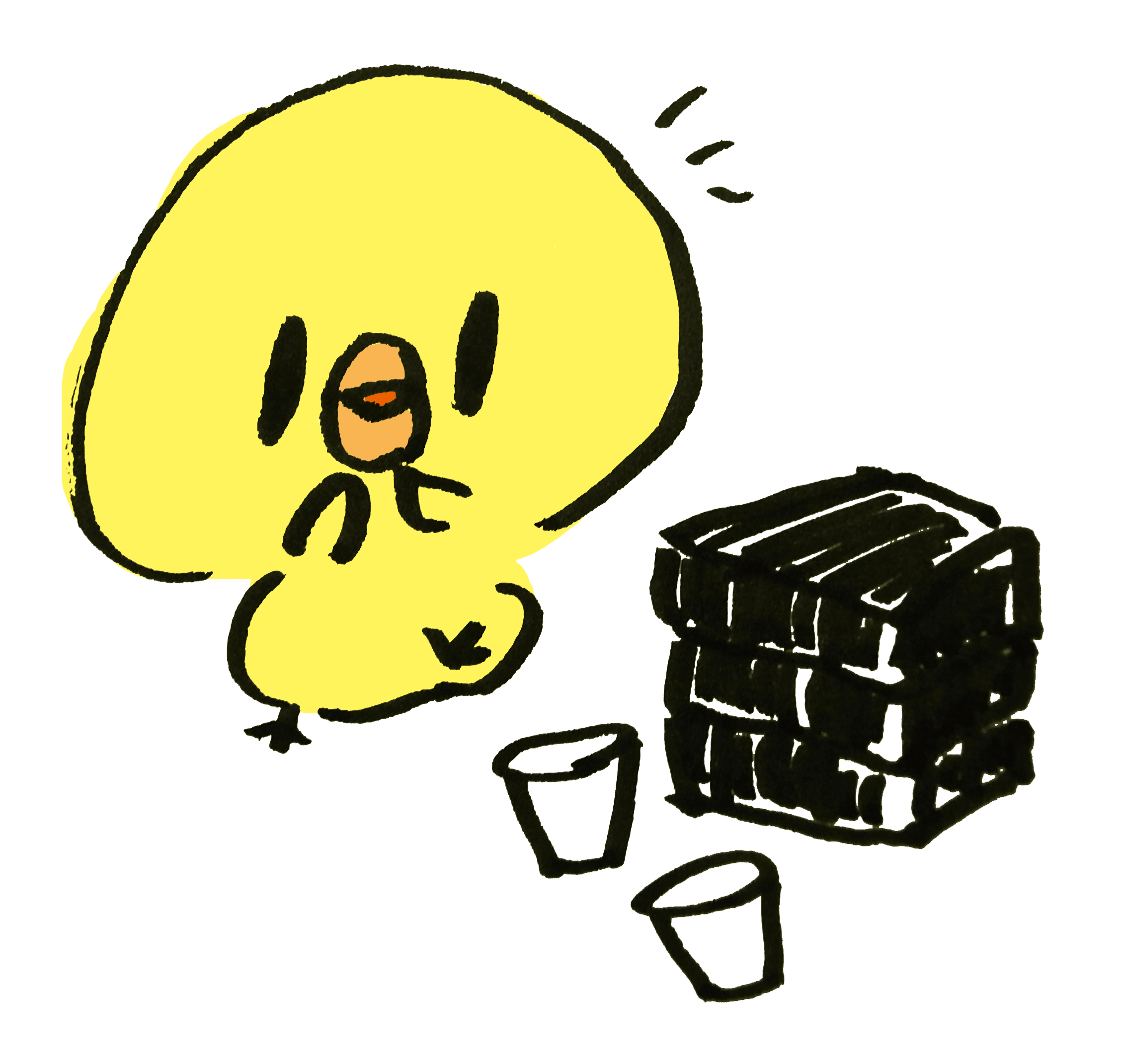 Chick who is pleased with the cherry blossom viewing lunch