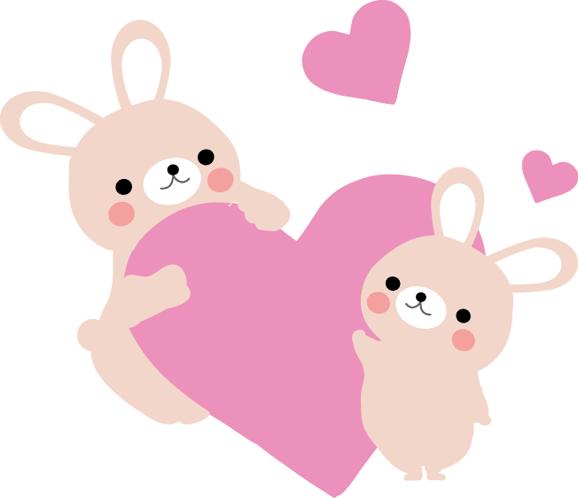 Rabbit parent and child and heart