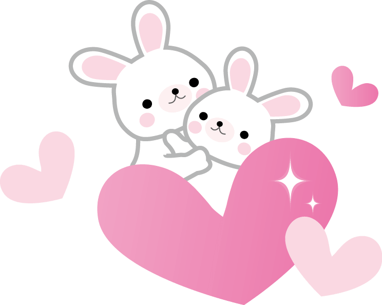 Rabbit parent and child and heart