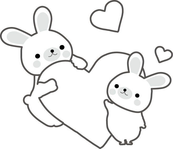 Rabbit parent and child and heart