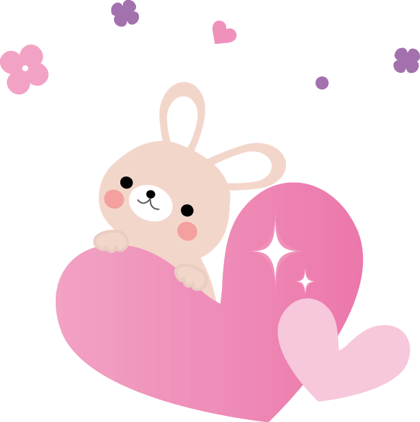 Rabbit parent and child and heart