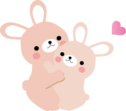 Rabbit parent and child and heart