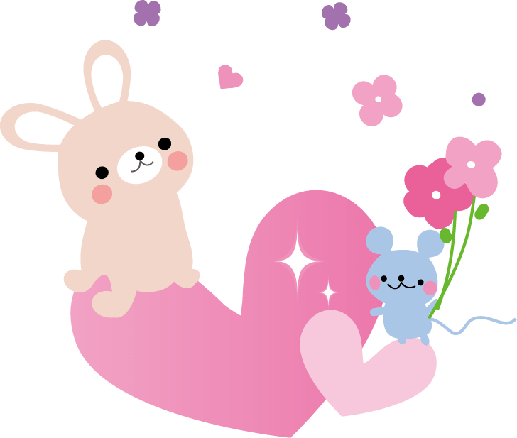 Rabbit parent and child and heart