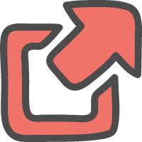 Cute hand-drawn icon of external link (red)