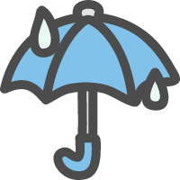 Cute hand-painted icon of umbrella (rain mark)